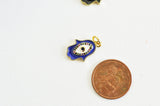 EP Breloque main fatma oeil laiton doré 18k cristal,sans nickel,20mm x1 G4804