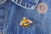 EP-Broche abeille émail noir et jaune zamac doré 29mm, x1 (G9923)