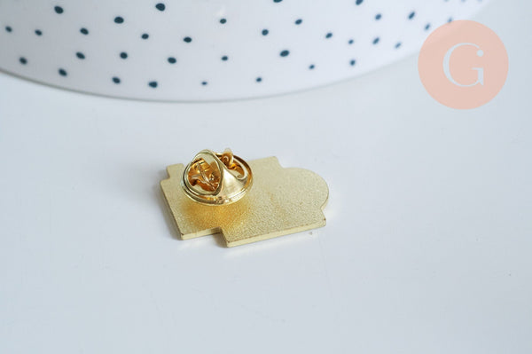 EP-Broche pins géométrique émail bleu jaune doré émail 24.5mm, x1 G6717