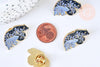 EP-Broche pins ours motif végétal doré émail noir violet 30x18mm, x1 G5537