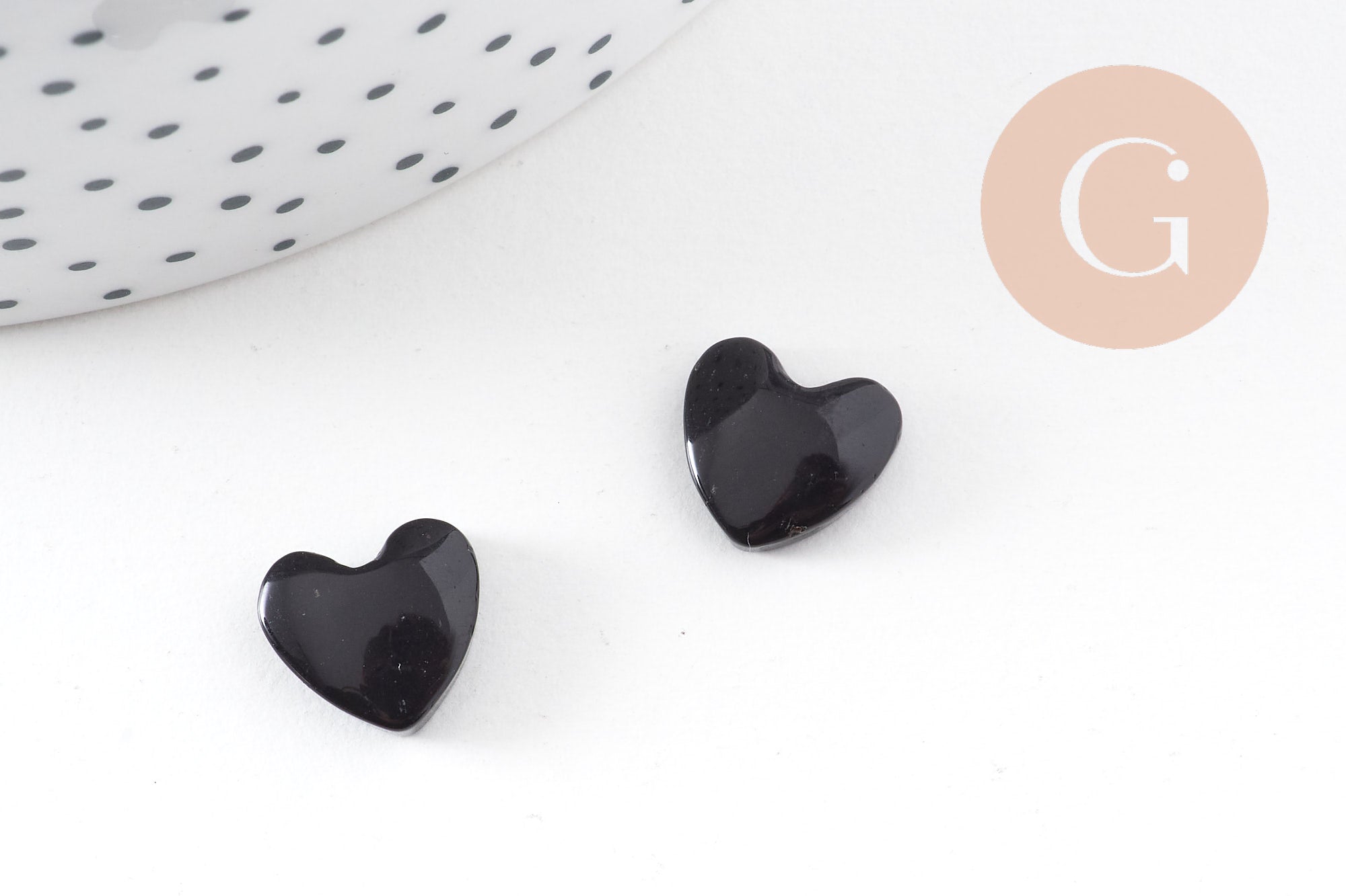 EP-Cabochon coeur obsidienne naturelle 10-12mm, x1 (G4125)