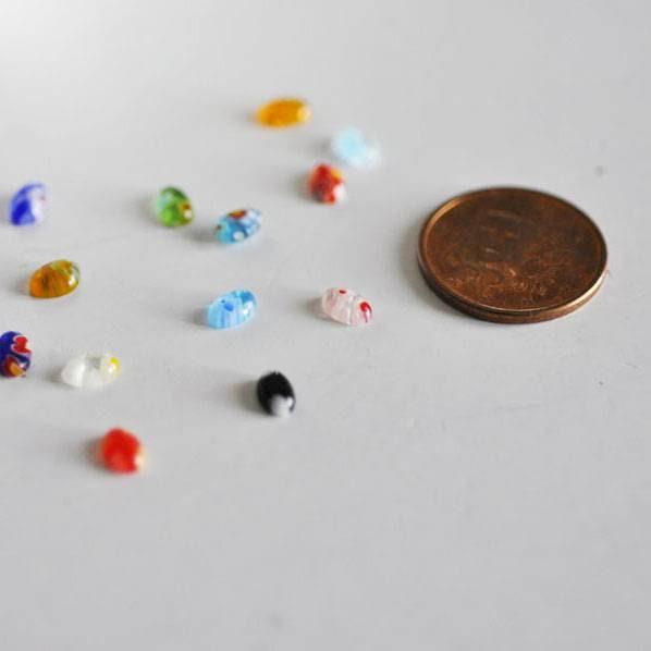 EP-Cabochon dôme marquise ovale millefiori verre multicolore 6x4mm, cabochons verre, verre millefiori,fait main x 20-50 ou 100 pièces- G1944