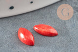 EP Cabochon marquise corail rouge naturel 5x10mm, x1 G3372