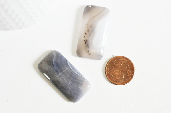 EP Cabochon rectangle agate grise 39mm x1 (G5057)