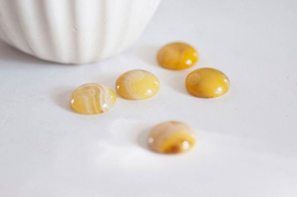 EP Cabochon rond agate naturelle jaune 14mm, x1 (G1012)