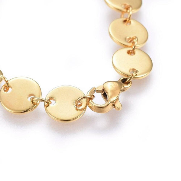 EP Chaine complète acier dorée 14k pastille,chaine fantaisie collier,sans nickel,chaine fantaisie,acier doré,chaine complète,2mm,45cm-G141