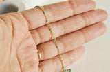 EP Chaine dorée 14 carats fantaisie acier inoxydable résine bleu 1.5mm, x1 metre (G1417)