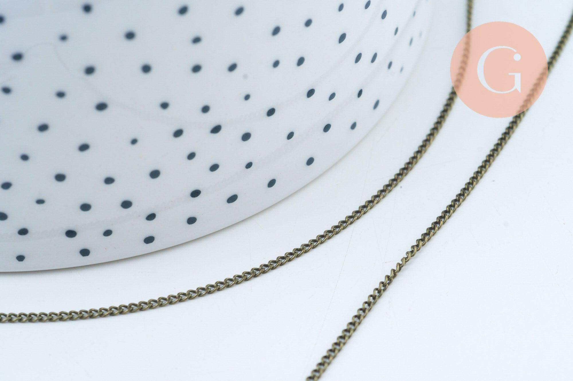 EP Chaine fine bronze maille plate 2x1.5mm, chaine bronze, création bijoux, grossiste chaine,1mm,chaine bronze, BOBINE de 92 metres G6085