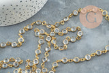EP Chaines Rondes perles pampille verre laiton doré 13x6.5mm, x1 mètre G8181