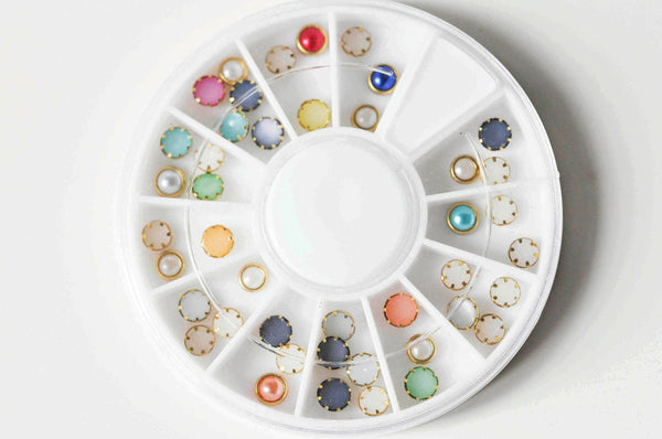 EP Charm à coller imitation Pierre et zamac doré 4-5mm, x1 boite (G4229)