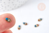 EP-Charm à coller ovale zamac bronze émail bleu et rouge 8mm, x5 (G8568)