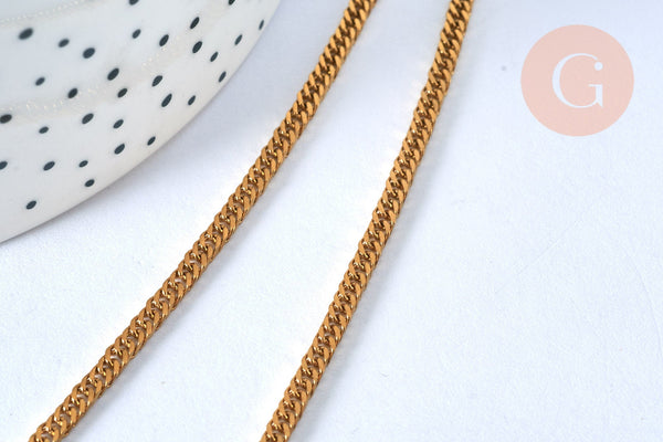 EP Collier avec fermoir acier dorée 14k maille plate 2.8mm/50cm, x1 G1176