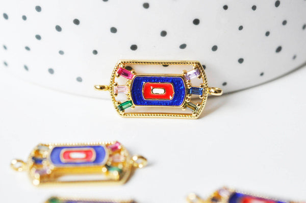 EP -Connecteur rectangle émaillé zircons coloré 26.5mm, x1 (G4086)