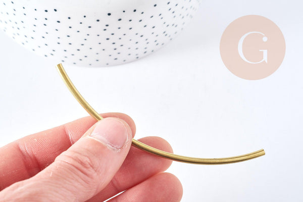 EP Connecteur tube courbé laiton brut 100mm, laiton brut, pendentif demi arc, laiton brut, pendentif laiton, connecteur laiton, 10m