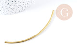 EP Connecteur tube courbé laiton brut 100mm, laiton brut, pendentif demi arc, laiton brut, pendentif laiton, connecteur laiton, 10m