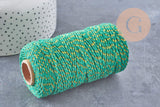 Cordon vert or, fabrication bijoux, création bijoux,ruban mariage,fourniture créative, scrapbooking,1-1.55mm, bobine 100 mètres (G2147)