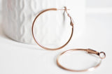 EP Créoles acier 304 inoxydable doré or rose 34mm, x2 (G1599)
