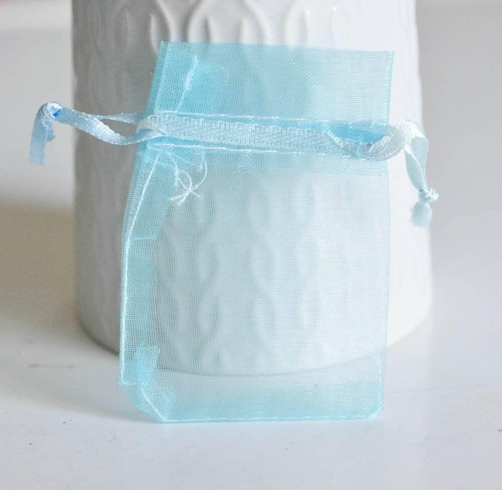 EP ÉPUISÉ Pochette bijou organza bleu turquoise,rangement bijoux, pochette cadeau organdi pochon bijou,pochette tissu,7cm, les 5,G1779