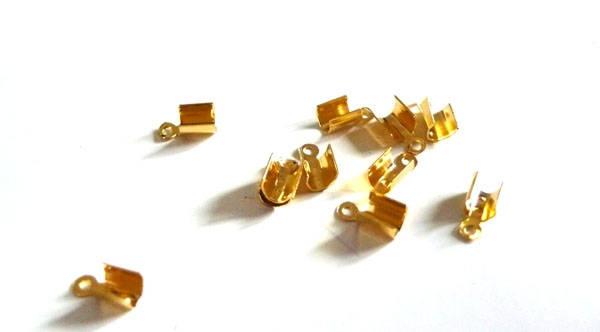 EP-Embouts corde métal doré à pincer,fournitures dorées,création bijoux,finition ruban,finition chaine,x 50,7mm-G1875