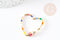 EP Fermoir à vis laiton doré 16k rayé coloré coeur 30.5mm, x1 (G4268)