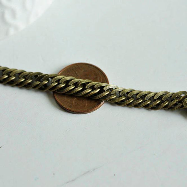 EP Grosse chaine bronze, création de bijoux, Chaine plate bronze, fourniture créative, grosse chaine, chaine bronze,maille 6mm, 1 mètre-G1929