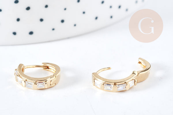 EP-Mini créoles zircons laiton doré 18K 15mm, la paire (G8760)