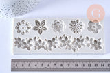 EP Moules en silicone fleurs, Moule patisserie, moule en silicone pour réaliser des bijoux avec inclusion en résine,14.5cm x1 G4182