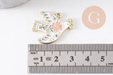Pendentif Colombe blanc à fleurs zamac doré 26mm, x2 (G10041)