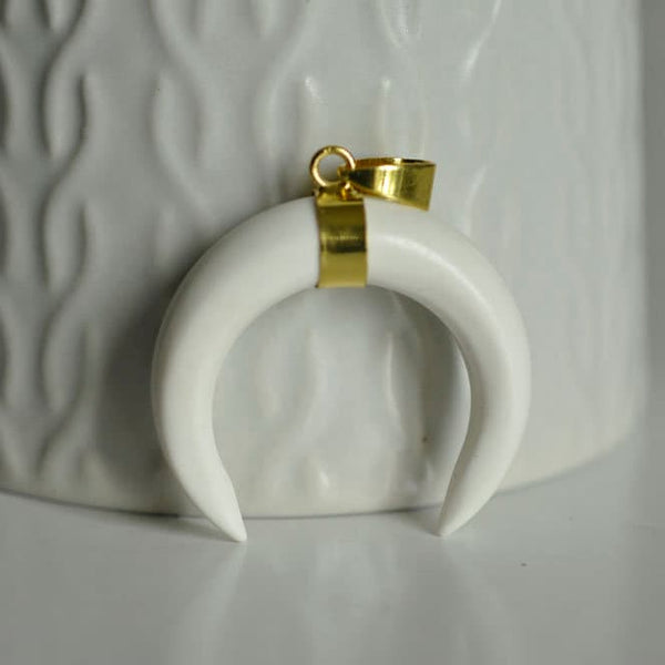 EP Pendentif Lune Turquoise blanche,creation bijou, Pendentif bijoux, pendentif pierre, pendentif turquoise, turquoise blanche, 32mm-G792