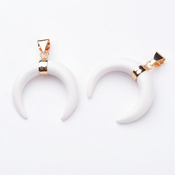 EP Pendentif Lune Turquoise blanche,creation bijou, Pendentif bijoux, pendentif pierre, pendentif turquoise, turquoise blanche, 32mm-G792