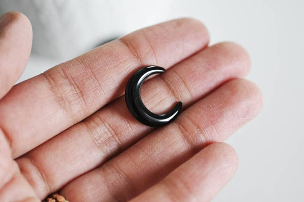 EP Pendentif Lune agate noire,creation bijou, Pendentif bijoux,pendentif pierre, pierre naturelle, agate naturelle, pierre non percee,20mm