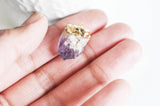 EP-Pendentif améthyste violette brute, fournitures créatives, pendentif pierre, support doré, création bijoux, pierre naturelle, 25mm, x1, G2070