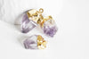 EP-Pendentif améthyste violette brute, fournitures créatives, pendentif pierre, support doré, création bijoux, pierre naturelle, 25mm, x1, G2070