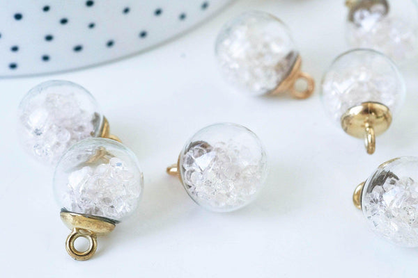 EP Pendentif bulle verre transparent cristal 22mm, x1 (G5709)