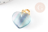 EP -Pendentif coeur fluorite violette dorée 17.5mm, x1 G6112