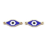 EP Pendentif connecteur oeil protecteur rocaille MIYUKI TOHO bleu or 15mm,pendentif tissage perle verre pour création bijoux, x1 G5724