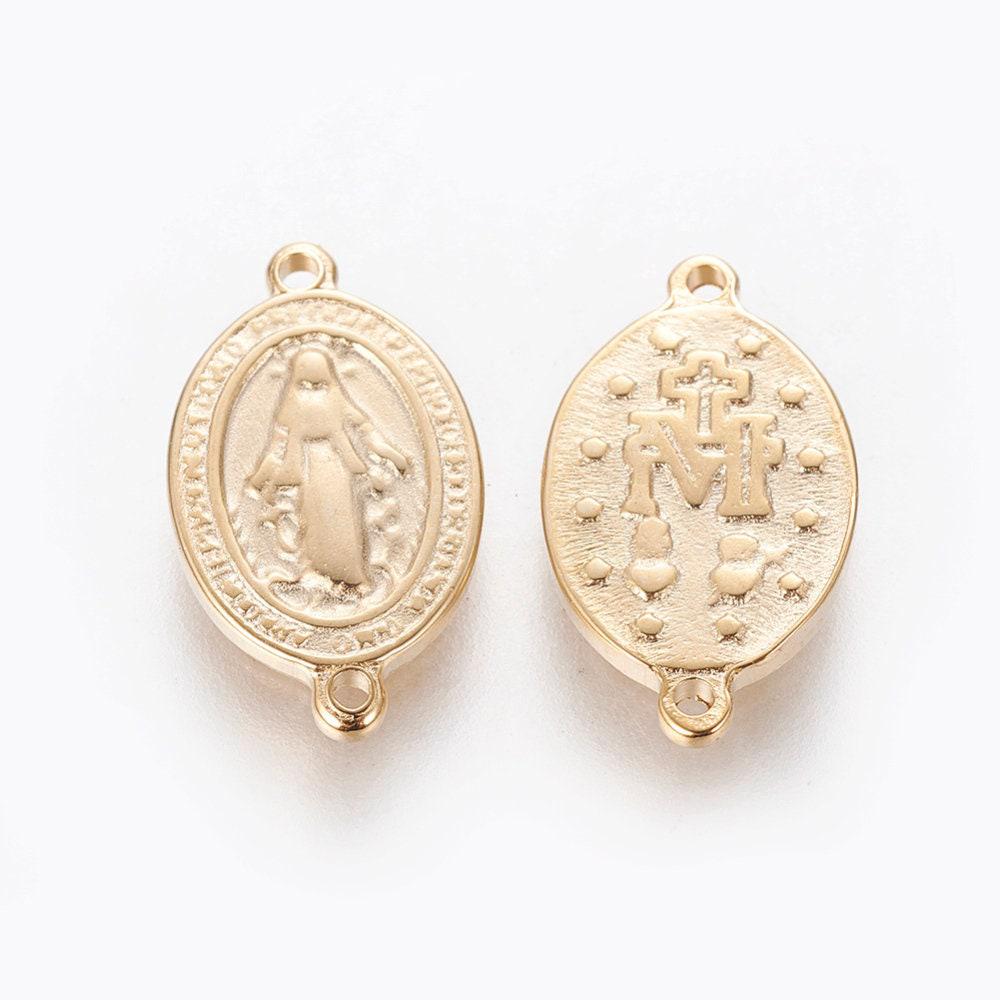 EP Pendentif connecteur ovale Vierge Marie 15mm,creation de bijoux en acier inoxydable, x1 G4320