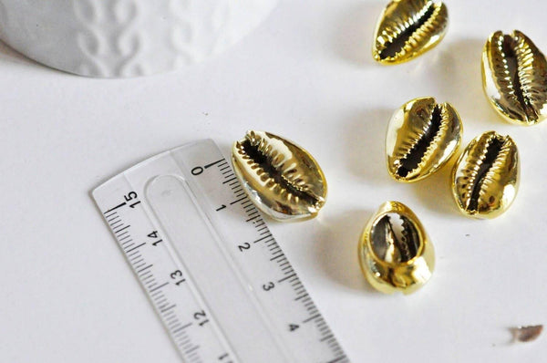 EP Pendentif coquillage cauri doré, coquillage naturel,cauri doré,création bijou, coquillage bijou,coquillage or,20mm,les 5 G8154