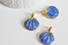EP Pendentif coquillage doré bleu 24.5mm,x 2 -G0371