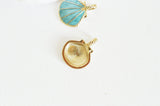 EP Pendentif coquillage doré bleu ciel 24.5mm,x 2,G2958