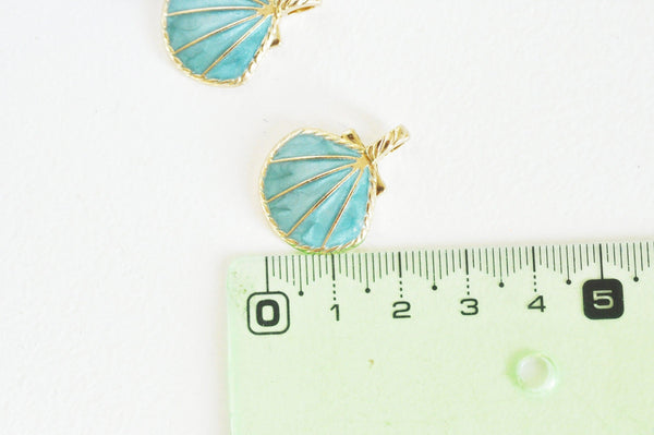 EP Pendentif coquillage doré bleu ciel 24.5mm,x 2,G2958