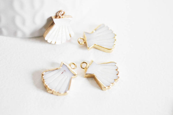 EP Pendentif coquillage nacre blanche naturelle doré,pendentif coquillage nacre,coquillage blanc,création bijou, 18mm, x1,MARTINE