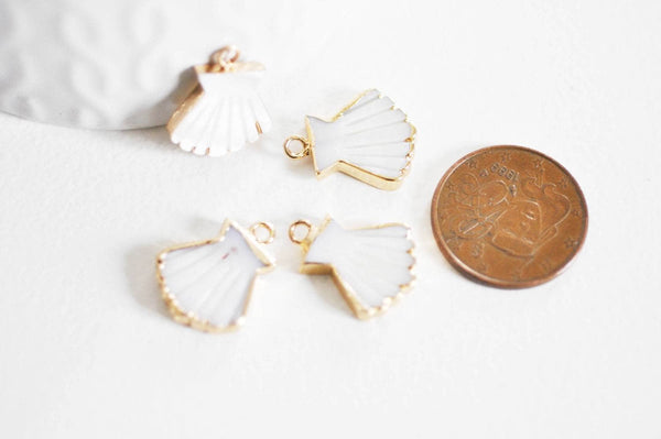 EP Pendentif coquillage nacre blanche naturelle doré,pendentif coquillage nacre,coquillage blanc,création bijou, 18mm, x1,MARTINE
