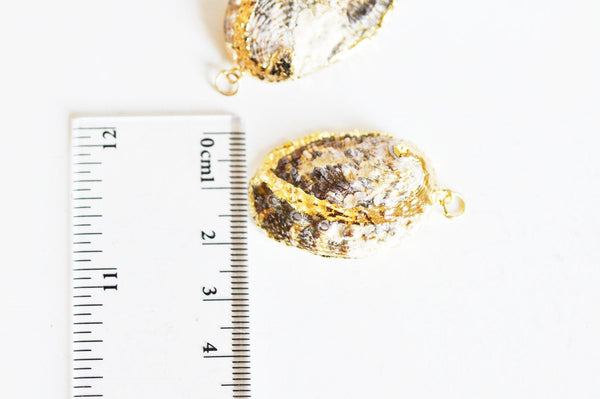 EP Pendentif coquillage naturel doré, fourniture créative, pendentif doré, création bijoux, coquillage bijou,coquillage or, 30-40mm-G1203