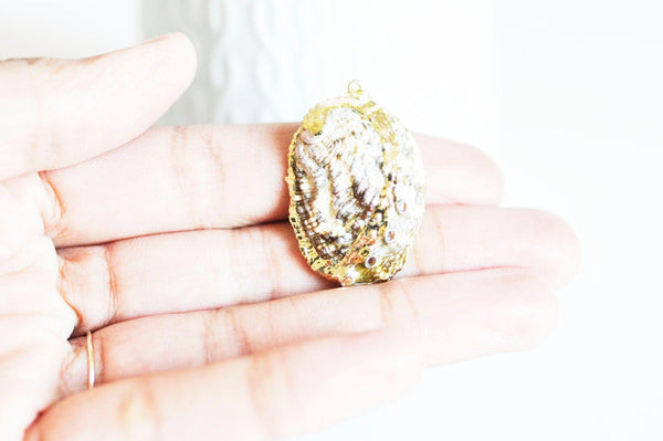 EP Pendentif coquillage naturel doré, fourniture créative, pendentif doré, création bijoux, coquillage bijou,coquillage or, 30-40mm-G1203