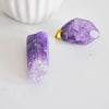 EP Pendentif cristal violet, fournitures créatives,pendentif pierre, support doré, création bijoux, pierre naturelle,quartz rose,quartz naturel