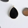 EP Pendentif goutte agate noire doré, fournitures créatives,pendentif agate, pendentif pierre,agate naturelle, pendentif noir,35mm G295