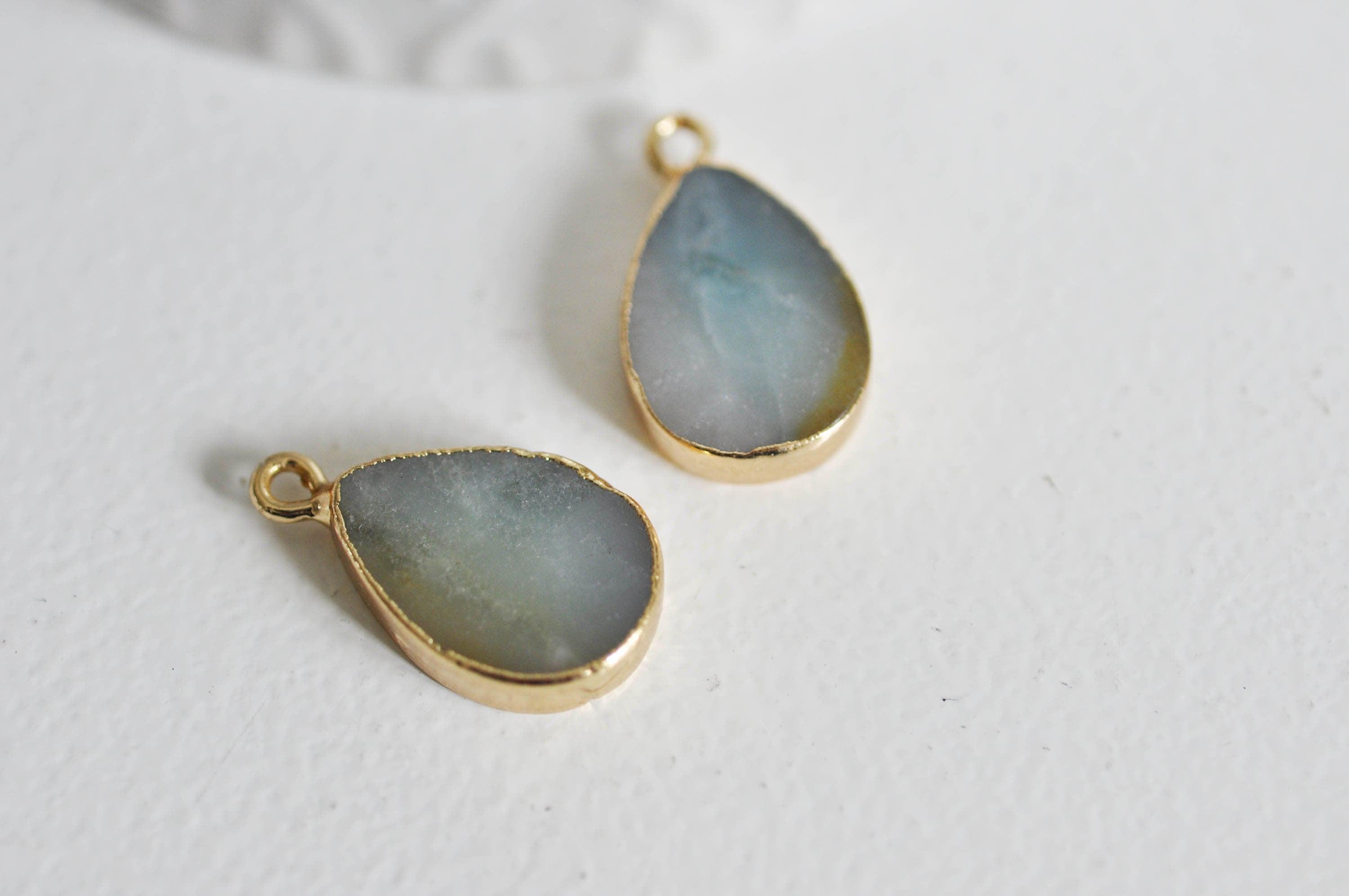 EP Pendentif goutte amazonite doré 22mm-G1174