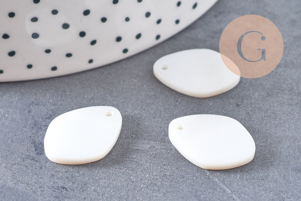 EP-Pendentif goutte ovale nacre blanche 15mm naturelle, x 10 G5902