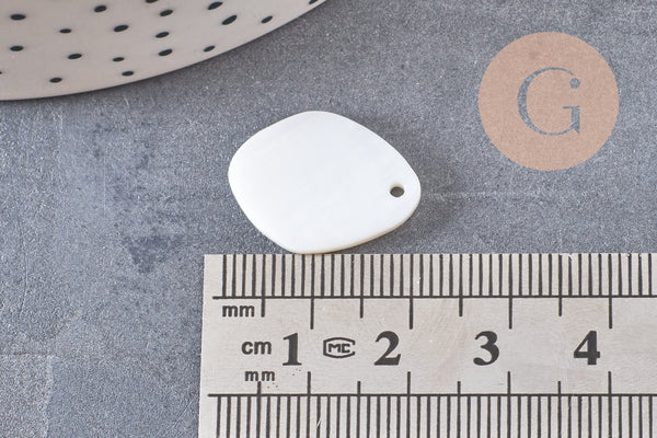 EP-Pendentif goutte ovale nacre blanche 15mm naturelle, x 10 G5902